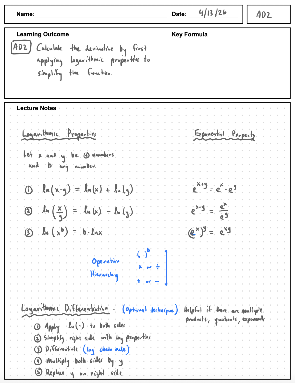 AD2 Notes page 1