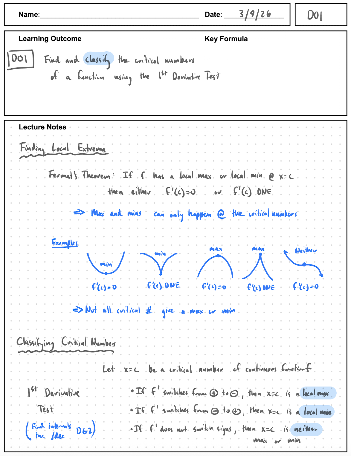 DO1 Notes page 1