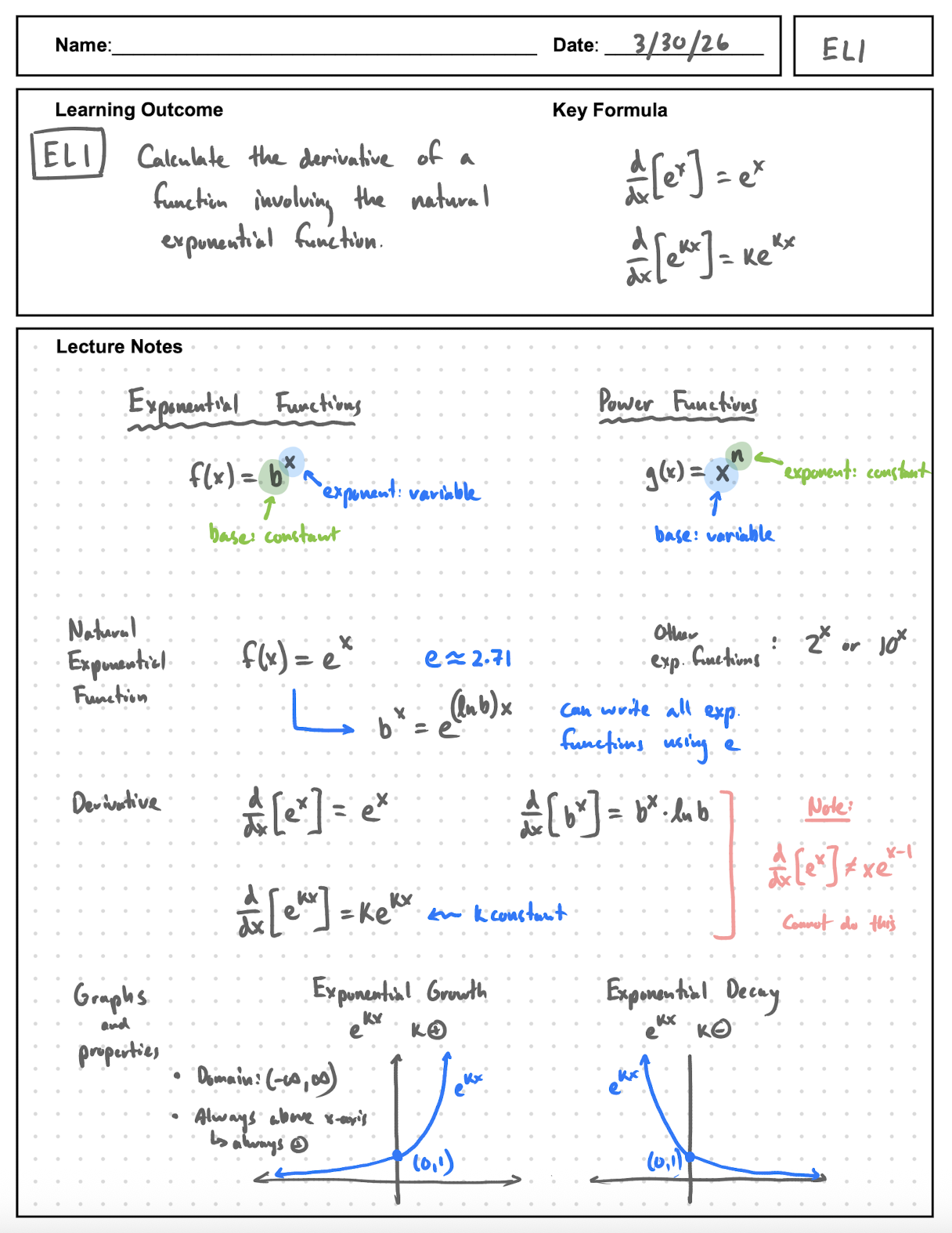 EL1 Notes page 1