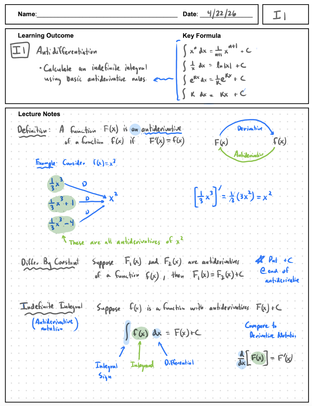 I1 Notes page 1